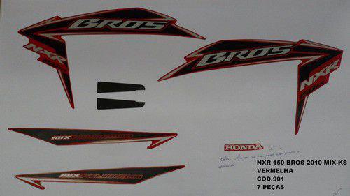 Faixa Nxr 150 Bros Ks Mix 10 - Moto Cor Vermelha - Kit 901 - Jotaesse