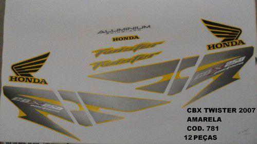 Faixas Cbx 250 Twister 07 - Moto Cor Amarela - Kit 781 - Jotaesse