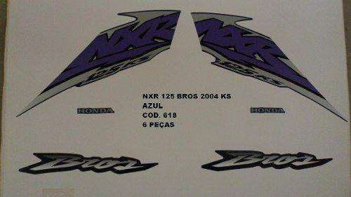Faixas Nxr 125 Bros Ks 04 - Moto Cor Azul - Kit 618 - Jotaesse