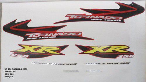 Faixas Xr 250 Tornado 05 - Moto Cor Vermelha - Kit 666 - Jotaesse
