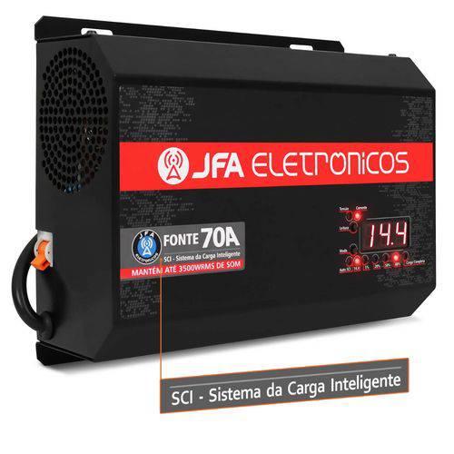 Fonte Carregador Jfa 70a Sci Slim 70a Bivolt com Voltímetro e Amperímetro