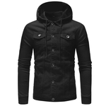 Homens Moda Tops Algodão Casual Jacket casaco de capuz de malha Denim jaqueta