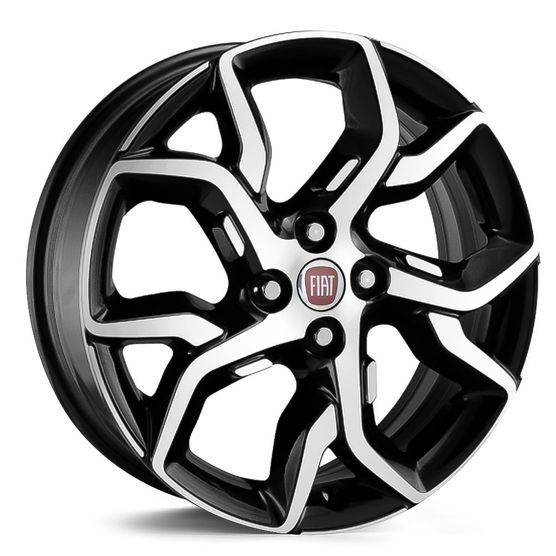 Joga Roda KR R92 Fiat Argo Aro 14 - Preta Diamantada Roda R92 Aro 14 - 4x98 Tala: 6,0 Off-Set: 44