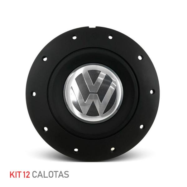 Jogo 12 Calota Centro Roda Ferro VW Amarok Aro 13 14 15 4 Furos Preta Fosca