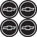 Jogo 4 Adesivos PVC P/ Calota Emblema 48mm Chevrolet Preto