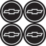 Jogo 4 Adesivos PVC P/ Calota Emblema 48mm Chevrolet Preto