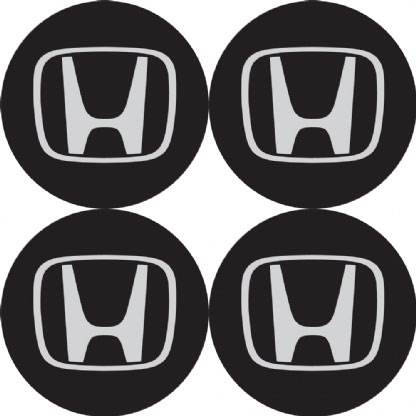 Jogo 4 Adesivos PVC P/ Calota Emblema 48mm Honda Preto - Resinew