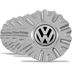 Jogo 4 Calota Centro Miolo Roda KR1560 Prata Emblema VW