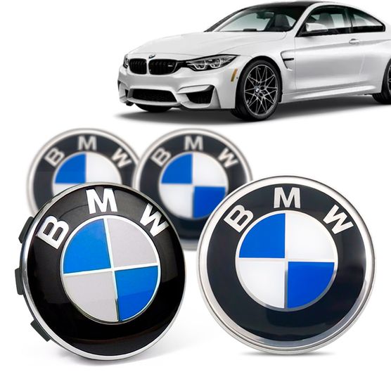 Jogo 4 Calota Centro Roda Original BMW M4 2019+ Emblema Azul