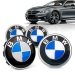 Jogo 4 Calota Centro Roda Original BMW Serie 4 2019+ Emblema Azul