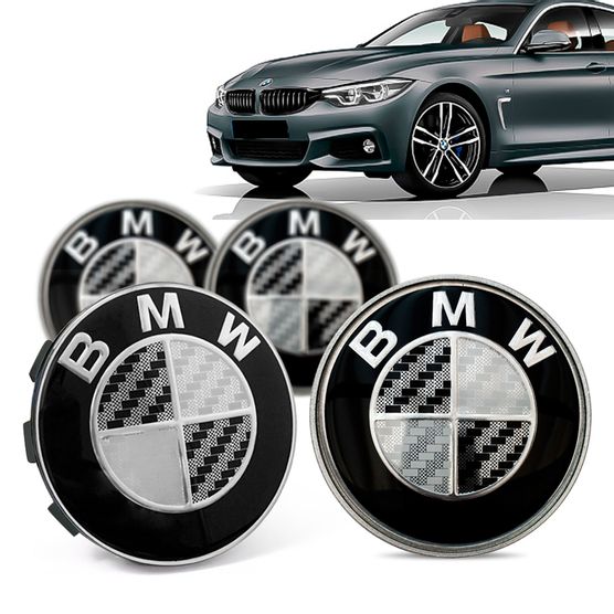 Jogo 4 Calota Centro Roda Original BMW Serie 4 2019+ Emblema Preto