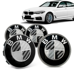 Jogo 4 Calota Centro Roda Original BMW Serie 5 2019+ Emblema Preto