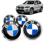 Jogo 4 Calota Centro Roda Original BMW X3 2019+ Emblema Azul