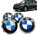 Jogo 4 Calota Centro Roda Original BMW X1 2016+ Emblema Azul