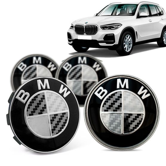 Jogo 4 Calota Centro Roda Original BMW X5 2019+ Emblema Preto