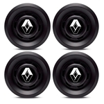 Jogo 4 Calota Centro Roda VW Saveiro Modelo Novo 4 Furos Preta Fosca Emblema Renault Preto