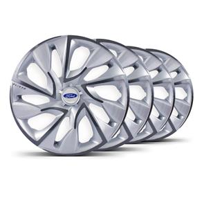 Jogo 4 Calota DS4 Aro 14 Silver Cup 4x100 / 4x108 Ford Prata Elitte