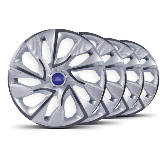 Jogo 4 Calota DS4 Aro 14 Silver Cup 4x100 / 4x108 Ford Azul Marinho