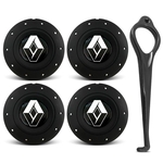 Jogo 4 Calota Roda Ferro VW Amarok Preta F P Clio Preto + Chave de Remoção