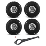 Jogo 4 Calota Roda Ferro VW Amarok Preta F P Gol Bola + Chave de Remoção