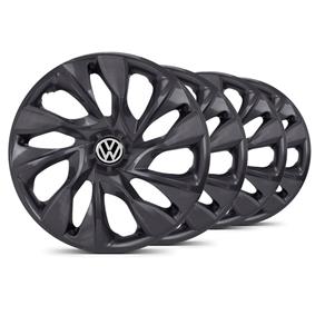 Jogo 4 Calotas DS4 Unicolor Aro 13 Preta Fosca VW New Beetle Elitte