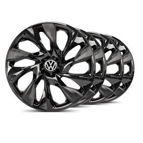 Jogo 4 Calotas DS4 Unicolor Preta Aro 13 VW New Beetle Elitte