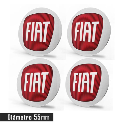 Jogo 4 Emblema Roda Fiat Punto Vermelho 55Mm. Calota