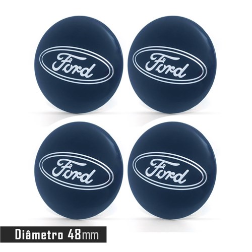 Jogo 4 Emblema Roda Ford Marinho 48Mm. Calota