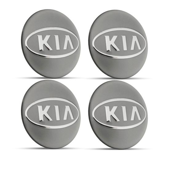 Jogo 4 Emblema Roda KIA Prata 51mm.