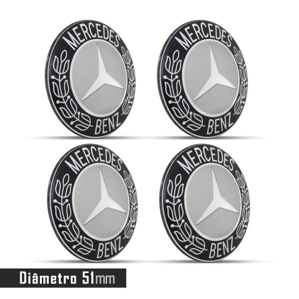 Jogo 4 Emblema Roda Mercedes 51mm - Calota