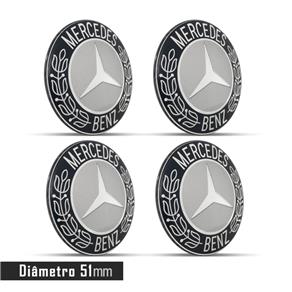 Jogo 4 Emblema Roda Mercedes 51mm Calota