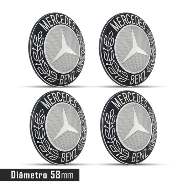 Jogo 4 Emblema Roda Mercedes 58mm - Calota