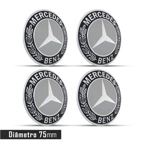 Jogo 4 Emblema Roda Mercedes 75mm Calota