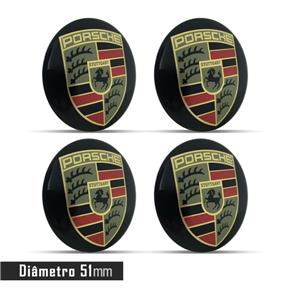 Jogo 4 Emblema Roda Porsche 51mm Calota