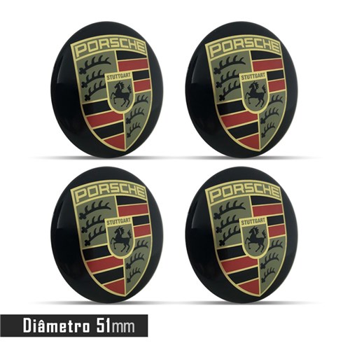 Jogo 4 Emblema Roda Porsche 51Mm Calota