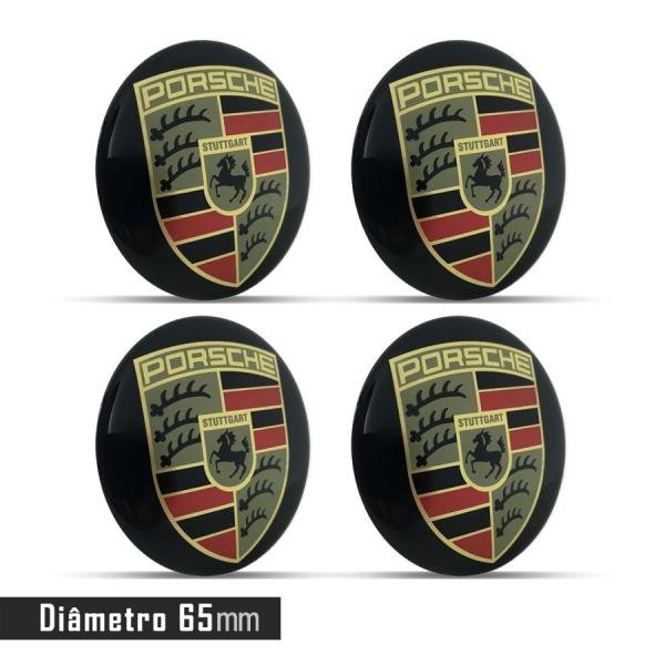 Jogo 4 Emblema Roda Porsche 65mm - Calota