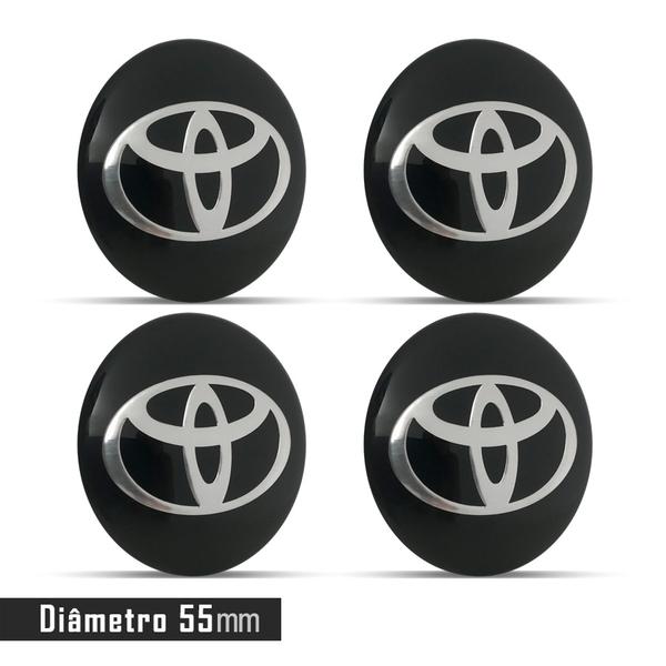 Jogo 4 Emblema Roda Toyota Preto 55mm. - Calota