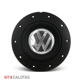 Jogo 8 Calota Centro Roda Ferro VW Amarok Aro 13 14 15 4 Furos Preta Fosca Calota