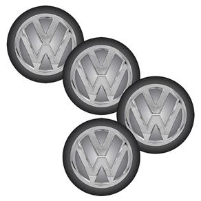 Jogo Bottom/ Emblema Calota 48mm Degrade 4 Peças Volkswagen