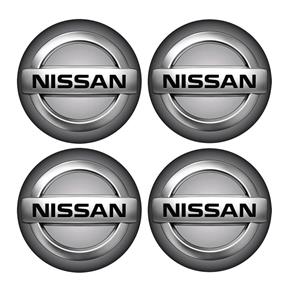Jogo Bottom/ Emblema Calota 51mm Degrade 4 Peças Resinado Nissan