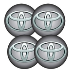 Jogo Bottom/ Emblema Calota 51mm Degrade 4 Peças Resinado Toyota