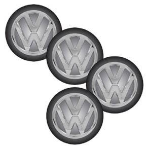 Jogo Bottom/ Emblema P/ Calota 51mm Degrade 4 Peças Volkswagen