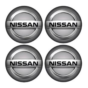 Jogo Bottom/Emblema P/ Calota Nissan 48mm Degrade 4 Peças Nissan
