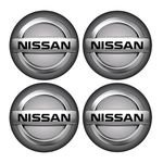 Jogo Bottom/ Emblema para Calota Nissan 48mm Degrade 4 Pecas Resinado