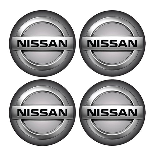 Jogo Bottom/ Emblema para Calota Nissan 48mm Degrade 4 Pecas