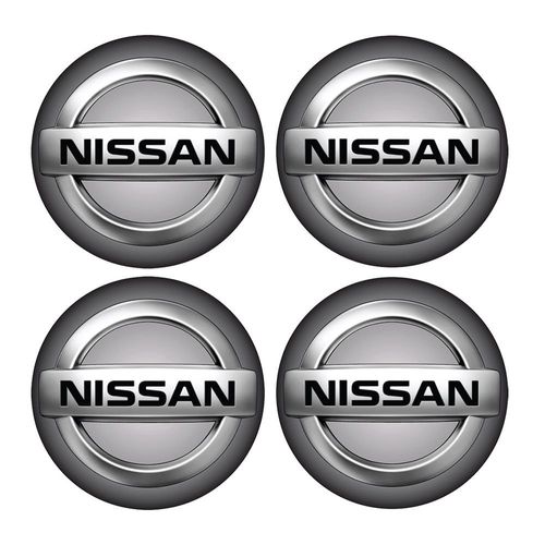Jogo Bottom/ Emblema para Calota Nissan 51mm Degrade 4 Pecas Resinado