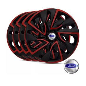 Jogo Calota Aro 14 Ds4 Black Red Ford Fiesta 4 Pecas