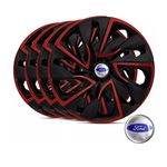 Jogo Calota Aro 14 Ds4 Black Red Ford Fiesta 4 Pecas