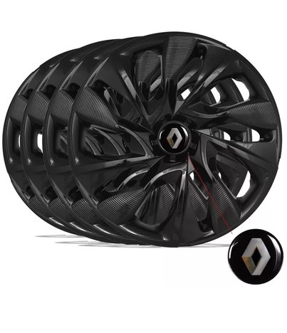 Jogo Calota Aro 14 Ds4 Black Renault Sandero Clio Logan Symbol