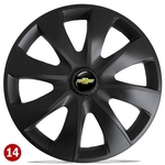 Jogo Calota Aro 14 Esportiva Black Gm Prisma Onix Corsa Meri